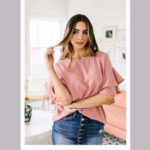 Pink Bell Sleeve Blouse